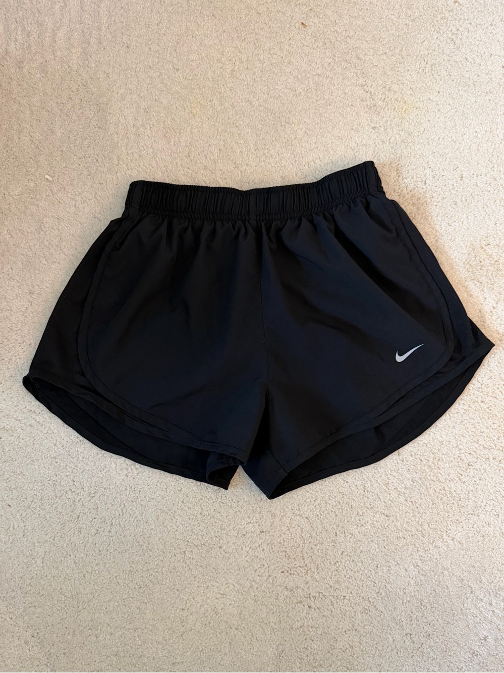 Nike Black Women's Athletic Running Shorts with Silver Swoosh
